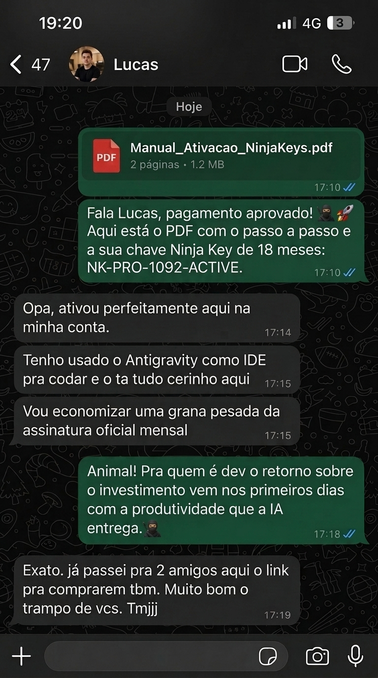 Depoimento WhatsApp Cliente Ninja Keys 5
